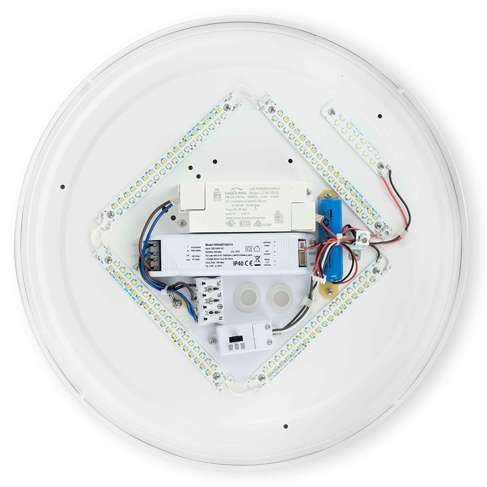 NOVA Large 400mm Commercial Bulkhead Light Fitting | LED 30W | CCT Tri - colour | IP44 | Emergency - LightHub Direct