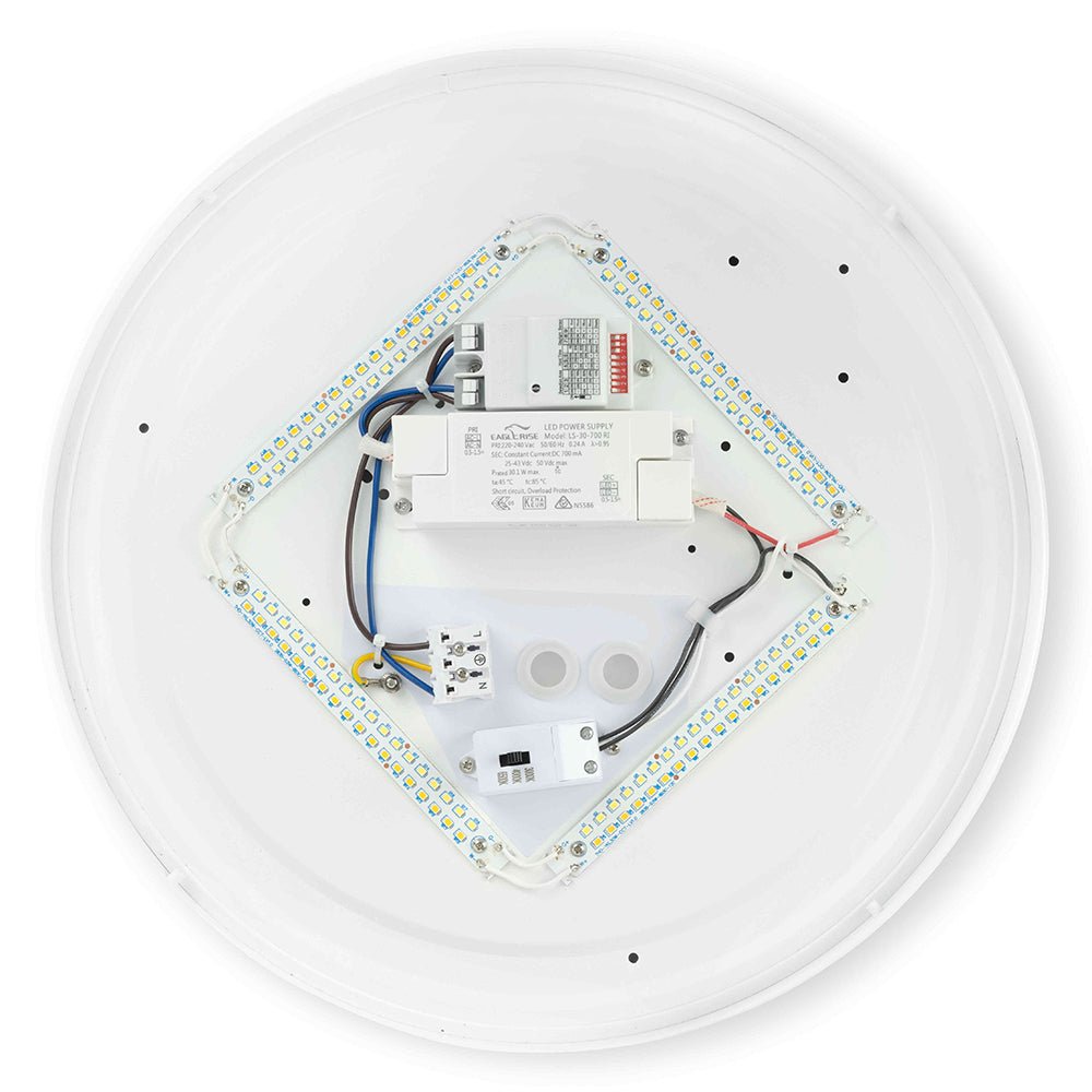 NOVA Large 400mm Commercial Bulkhead Light Fitting | LED 30W | CCT Tri - Colour | IP44 | Microwave Sensor - LightHub Direct