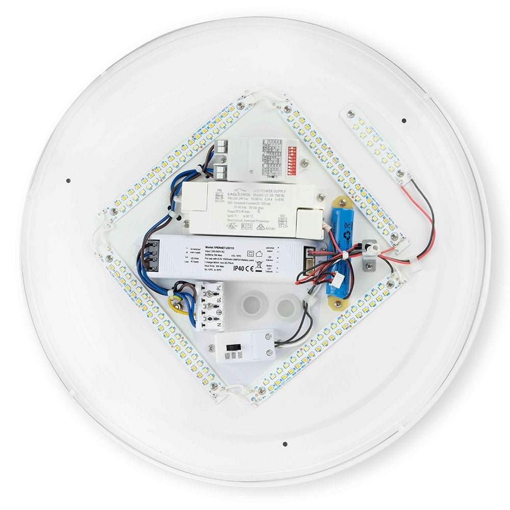 NOVA Large 400mm Commercial Bulkhead Light Fitting | LED 30W | CCT Tri - Colour | IP44 | Microwave Emergency - LightHub Direct