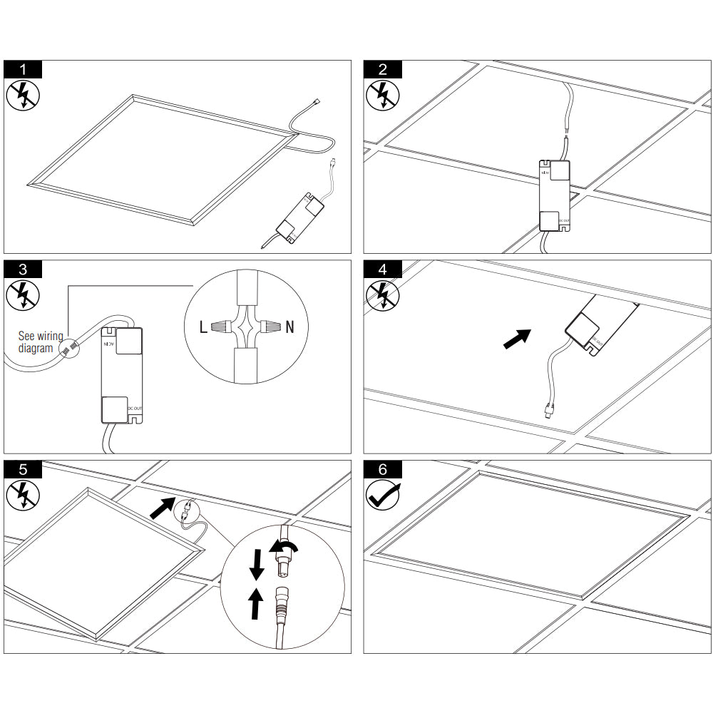 STRATUS | Emergency Self Test LED | 600x600mm | 6000K Daylight White | Recessed Light Panels 6 PACK | 40W 4000lm | Office Suspended Ceiling White
