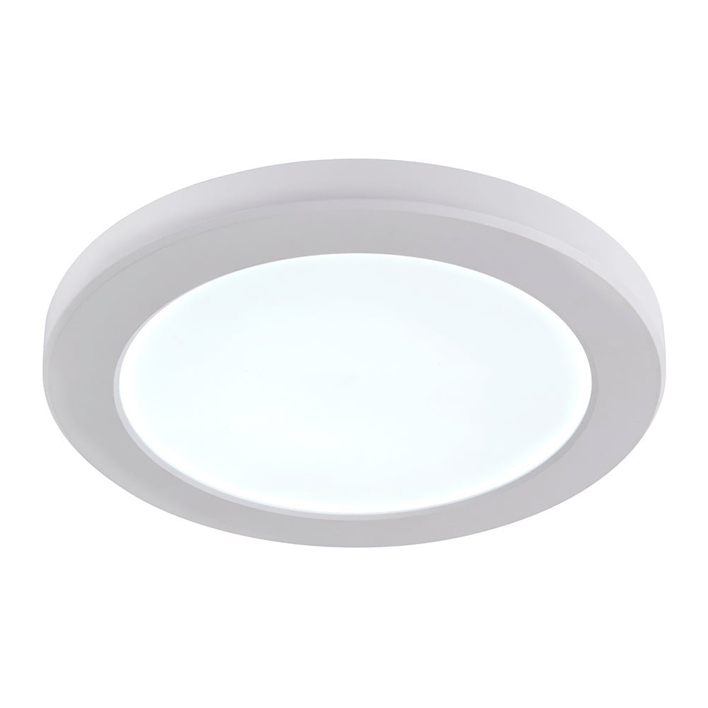 Adjustable Slim Flat Recessed / Surface Round Downlight Panel Light Fitting | LED 18W 1800lm | CCT Tri - Colour | IP44 - LightHub Direct