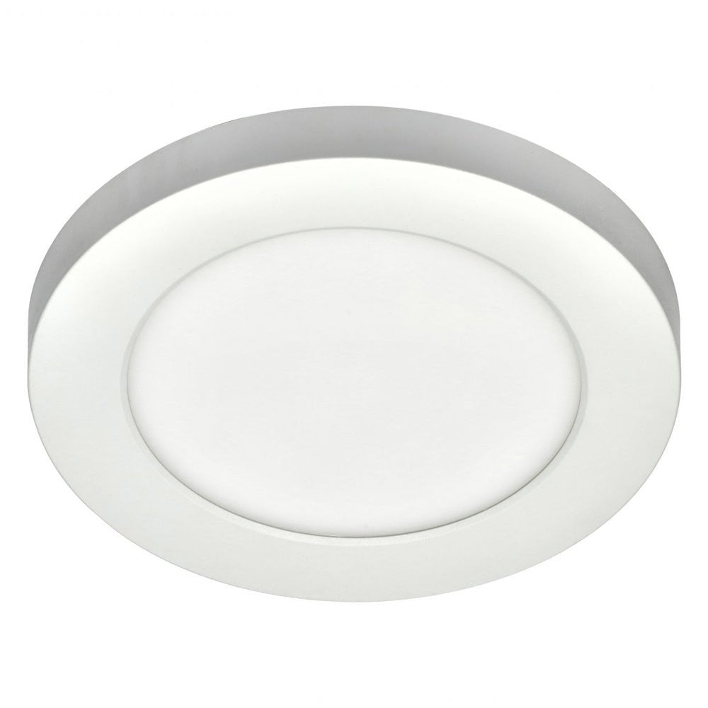 Adjustable Slim Flat Recessed / Surface Round Downlight Panel Light Fitting | LED 6W 600lm | CCT Tri - Colour | IP44 | White - LightHub Direct