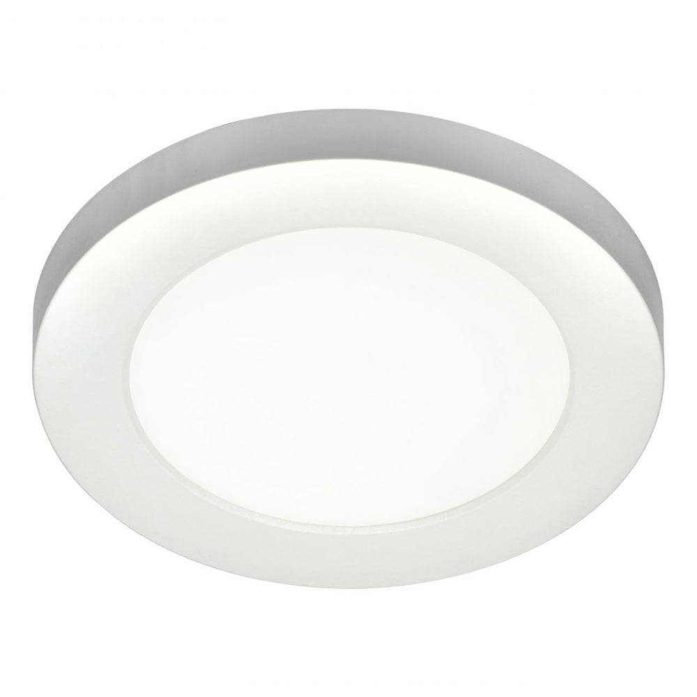Adjustable Slim Flat Recessed / Surface Round Downlight Panel Light Fitting | LED 6W 600lm | CCT Tri - Colour | IP44 | White - LightHub Direct