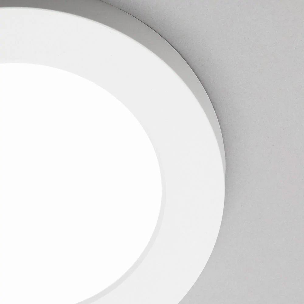 Adjustable Slim Flat Recessed / Surface Round Downlight Panel Light Fitting | LED 12W 1200lm | CCT Tri - Colour | IP44 | White - LightHub Direct