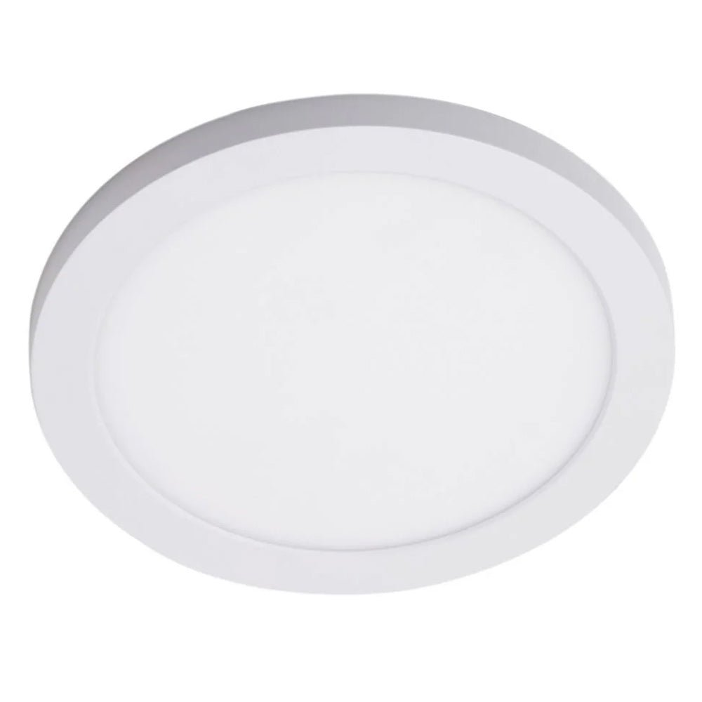 Adjustable Slim Flat Recessed / Surface Round Downlight Panel Light Fitting | LED 18W 1800lm | CCT Tri - Colour | IP44 | White - LightHub Direct
