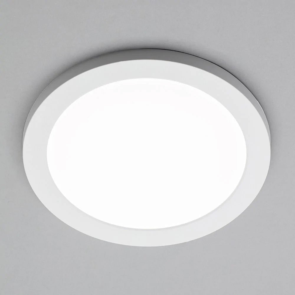 Adjustable Slim Flat Recessed / Surface Round Downlight Panel Light Fitting | LED 18W 1800lm | CCT Tri - Colour | IP44 | White - LightHub Direct