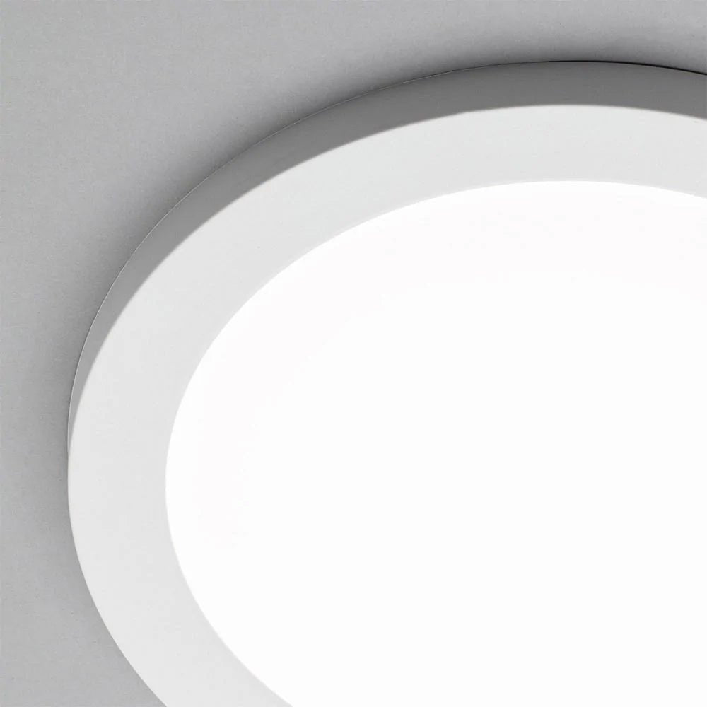 Adjustable Slim Flat Recessed / Surface Round Downlight Panel Light Fitting | LED 18W 1800lm | CCT Tri - Colour | IP44 | White - LightHub Direct