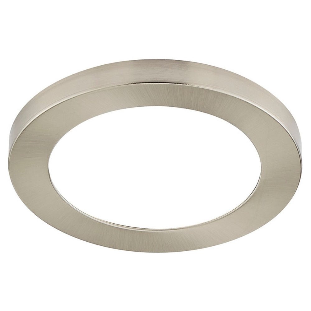 Adjustable Slim Flat Recessed / Surface Round Downlight Panel Light Fitting | LED 12W 1200lm | CCT Tri - Colour | IP44 | Satin Nickel - LightHub Direct
