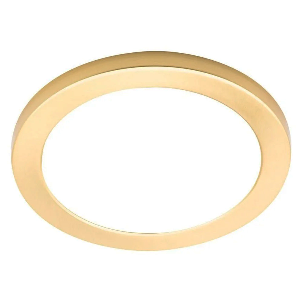 Adjustable Slim Flat Recessed / Surface Round Downlight Panel Light Fitting | LED 18W 1800lm | CCT Tri-Colour | IP44 | Satin Brass