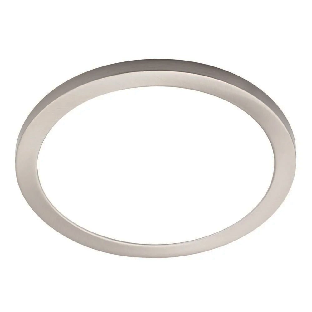 Adjustable Slim Flat Recessed / Surface Round Downlight Panel Light Fitting | LED 24W 2400lm | CCT Tri - Colour | IP44 | Satin Nickel - LightHub Direct
