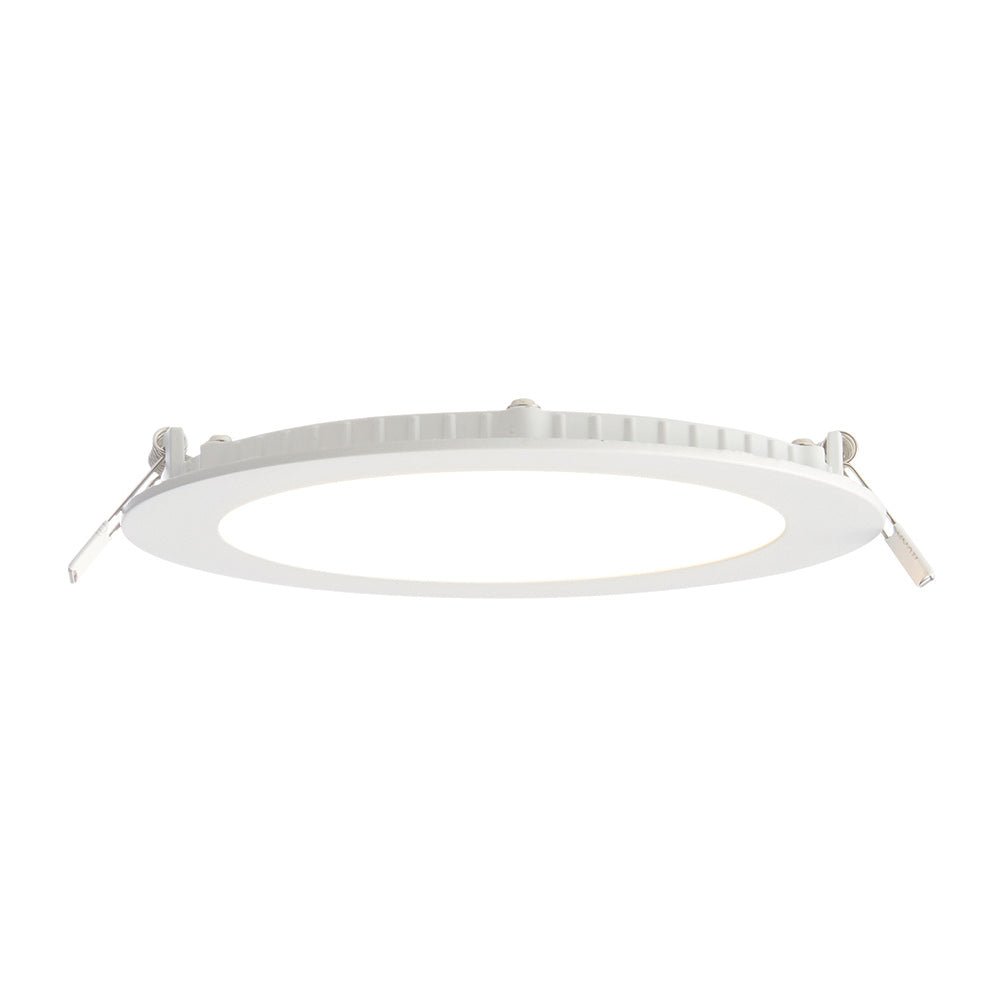 Slim Flat Recessed Round Downlight Panel Light Fitting | LED 12W 1000lm | CCT Tri - Colour | IP44 | White - LightHub Direct