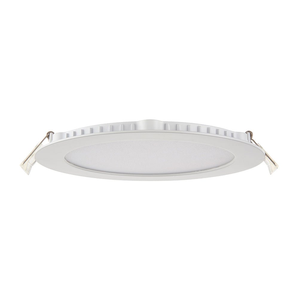 Slim Flat Recessed Round Downlight Panel Light Fitting | LED 12W 1000lm | CCT Tri - Colour | IP44 | White - LightHub Direct