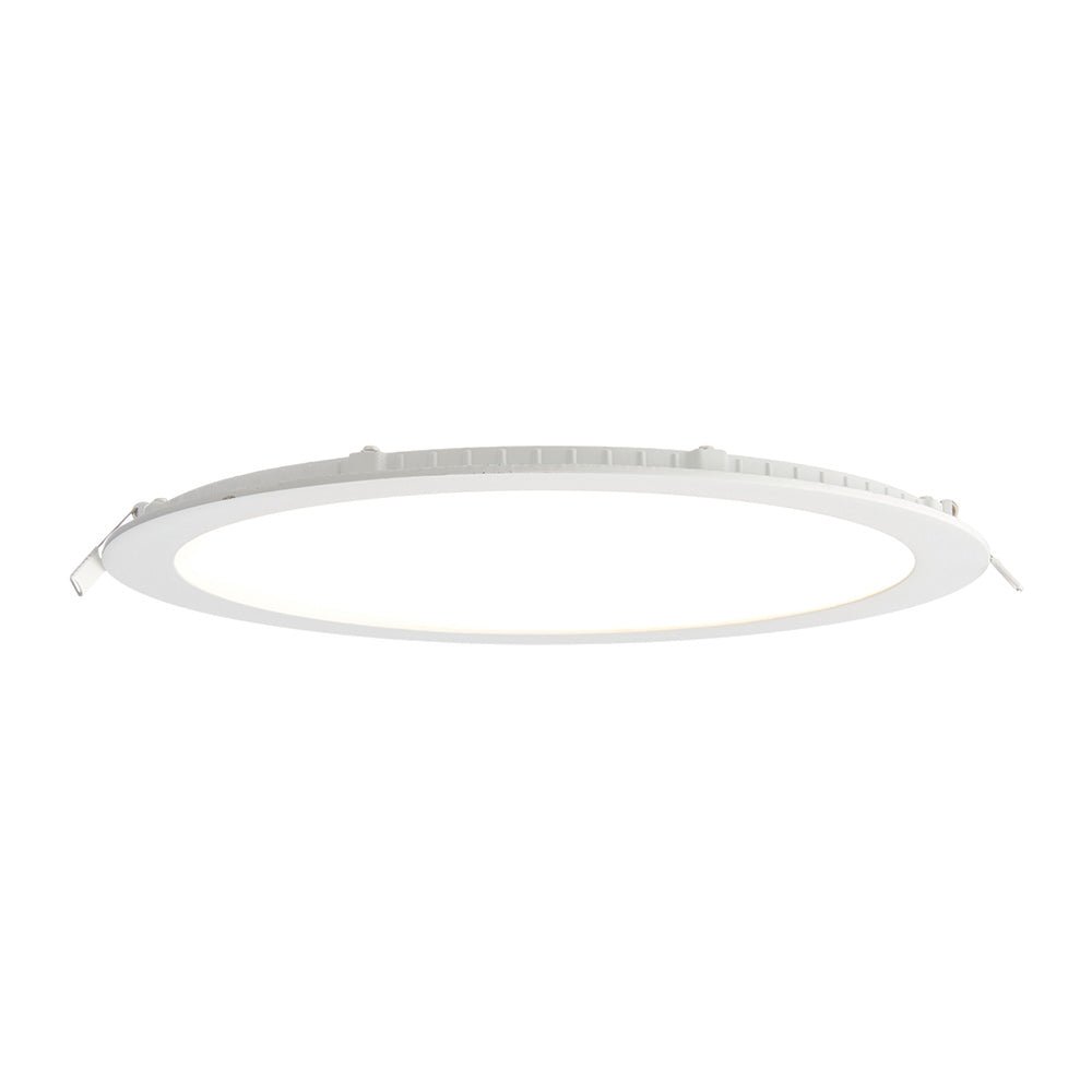 Slim Flat Recessed Round Downlight Panel Light Fitting | LED 24W 2200lm | CCT Tri - Colour | IP44 | White - LightHub Direct