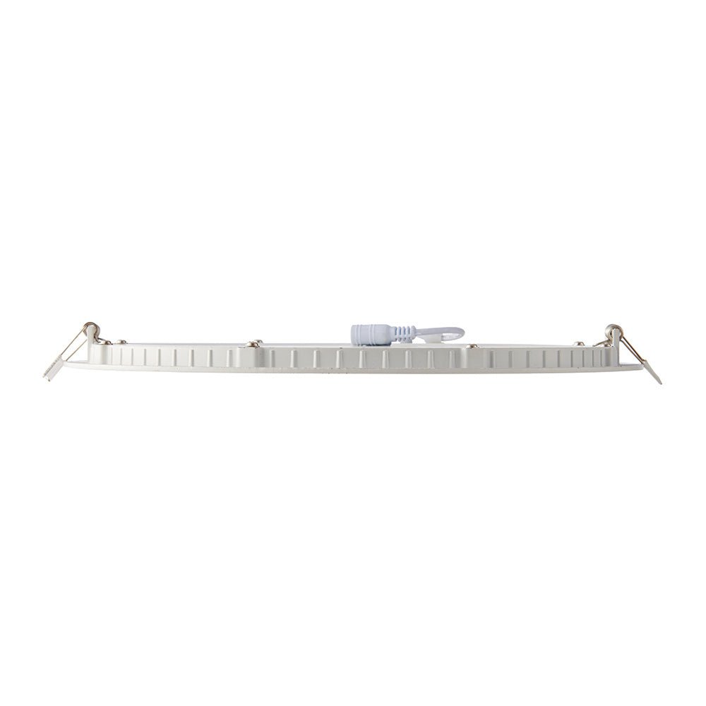 Slim Flat Recessed Round Downlight Panel Light Fitting | LED 24W 2200lm | CCT Tri - Colour | IP44 | White - LightHub Direct