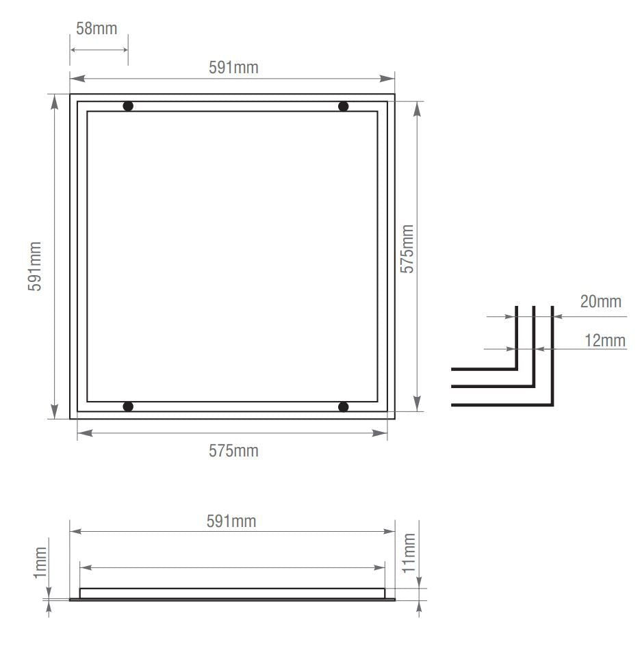 LED 600x600mm | Recessed Frame Light Panels | 4000K Neutral White | 40W 4000lm | Office Ceiling | White - LightHub Direct