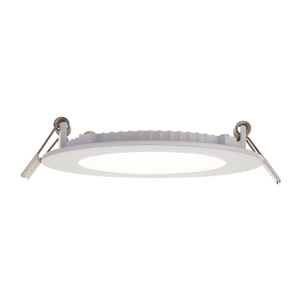 Slim Flat Recessed Round Downlight Panel Light Fitting | LED 6W 450lm | CCT Tri - Colour | IP44 | White - LightHub Direct