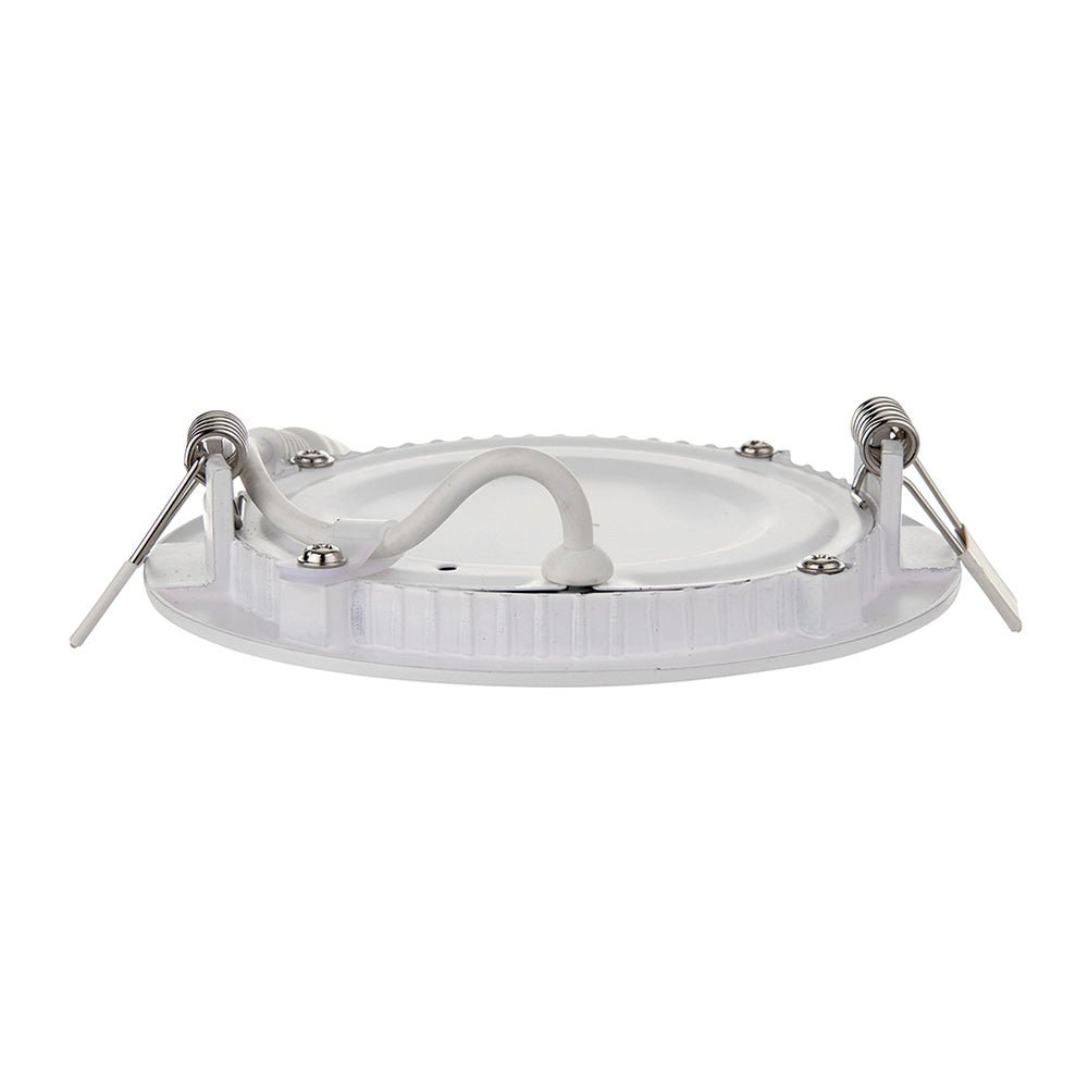 Slim Flat Recessed Round Downlight Panel Light Fitting | LED 6W 450lm | CCT Tri - Colour | IP44 | White - LightHub Direct
