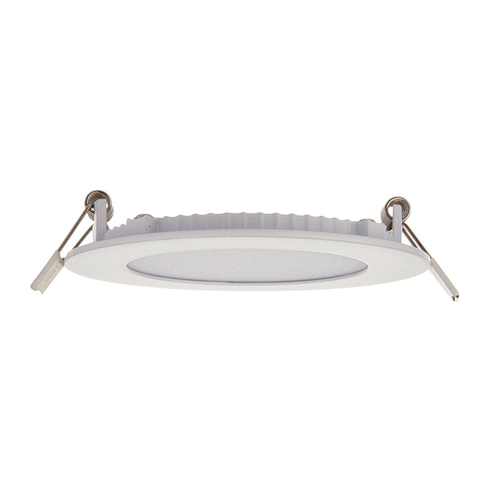 Slim Flat Recessed Round Downlight Panel Light Fitting | LED 6W 450lm | CCT Tri - Colour | IP44 | White - LightHub Direct