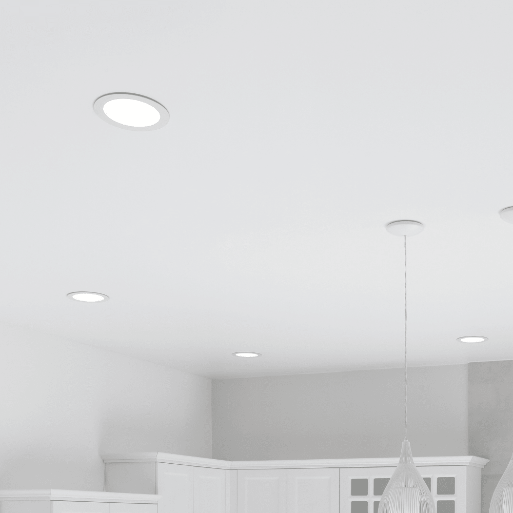 Slim Flat Recessed Round Downlight Panel Light Fitting | LED 6W 450lm | CCT Tri - Colour | IP44 | White - LightHub Direct