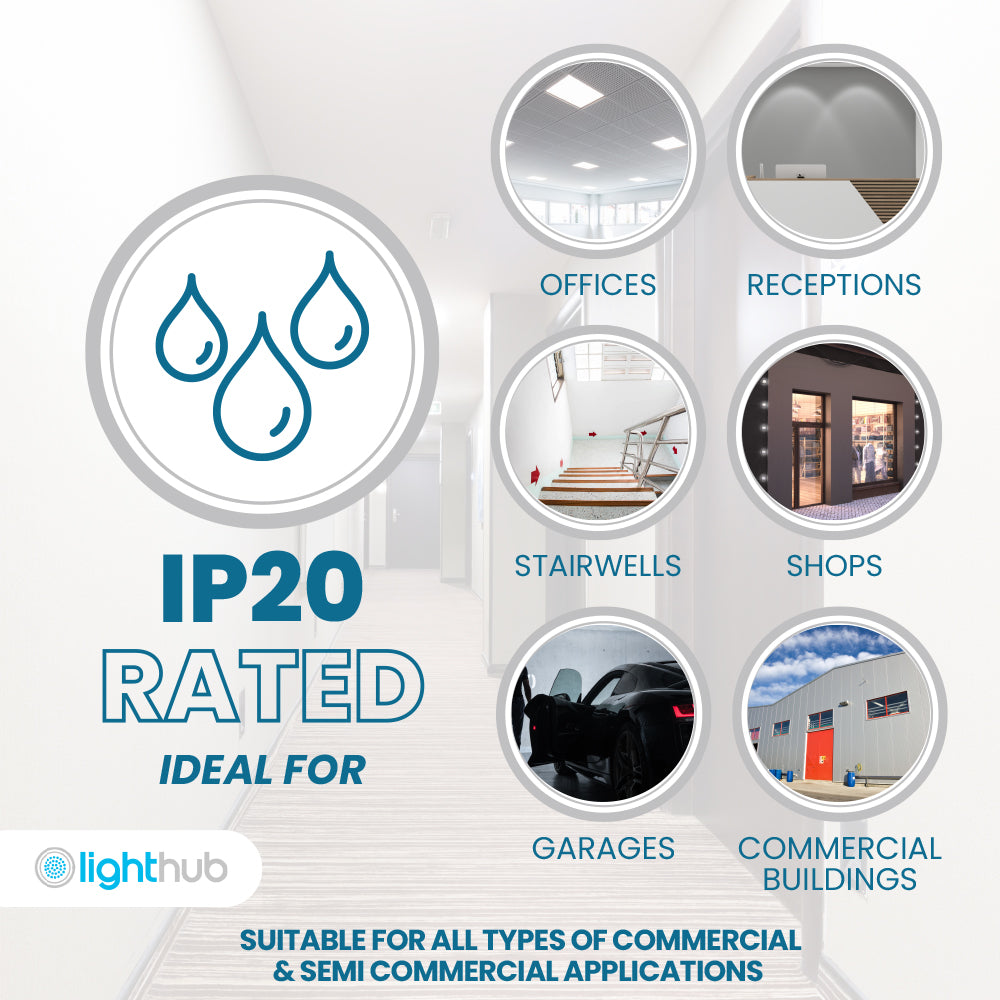 40W 600x600mm LED | Recessed Light Panel | 4000K Neutral White | Office Suspended Ceiling White