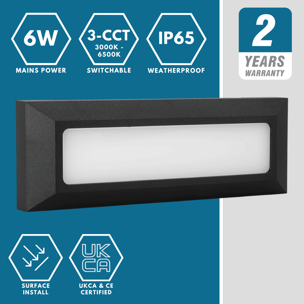 RADNOR Outdoor Surface Wall Brick Light | LED | IP65 | CCT Tri - Colour Switchable - LightHub Direct