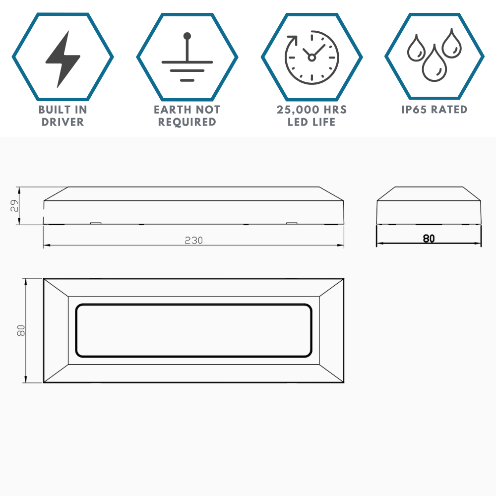 RADNOR Outdoor Surface Wall Brick Light | LED | IP65 | CCT Tri-Colour Switchable