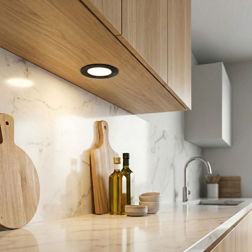 Round Under Cabinet Puck Light | Recessed | 3W 12V 4CCT | Black - LightHub Direct