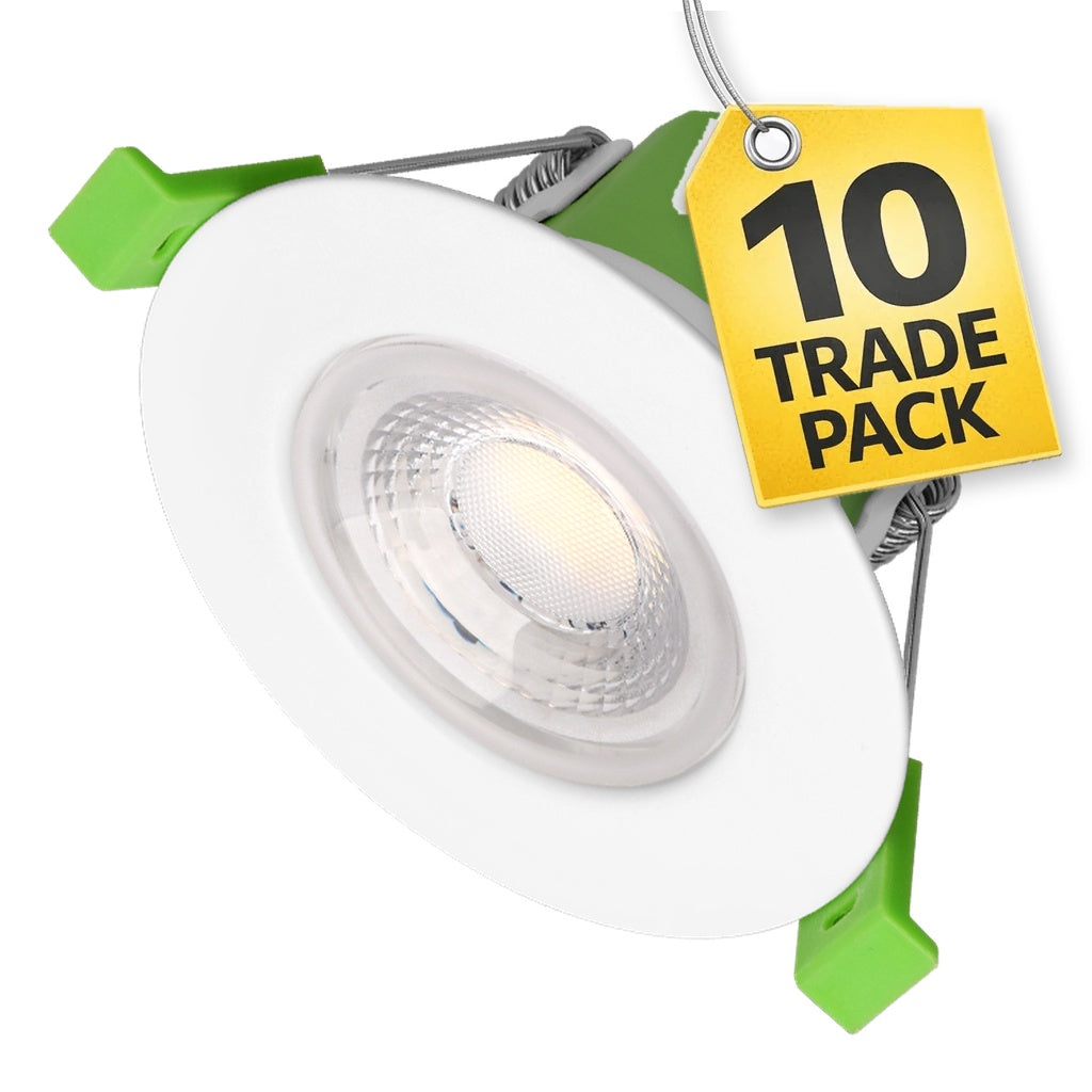 STRATA 5 | Tri-Colour CCT | LED Fire Rated Downlight | Dimmable 6W 655lm | IP65 | White | TRADE 10 Pack