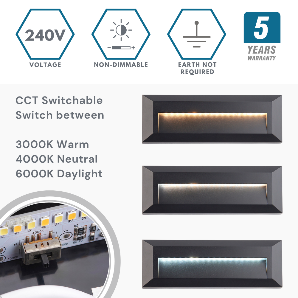SEVERUS | Outdoor Surface Indirect Wall Brick Light | LED | IP65 | CCT Tri-Colour Switchable | Black