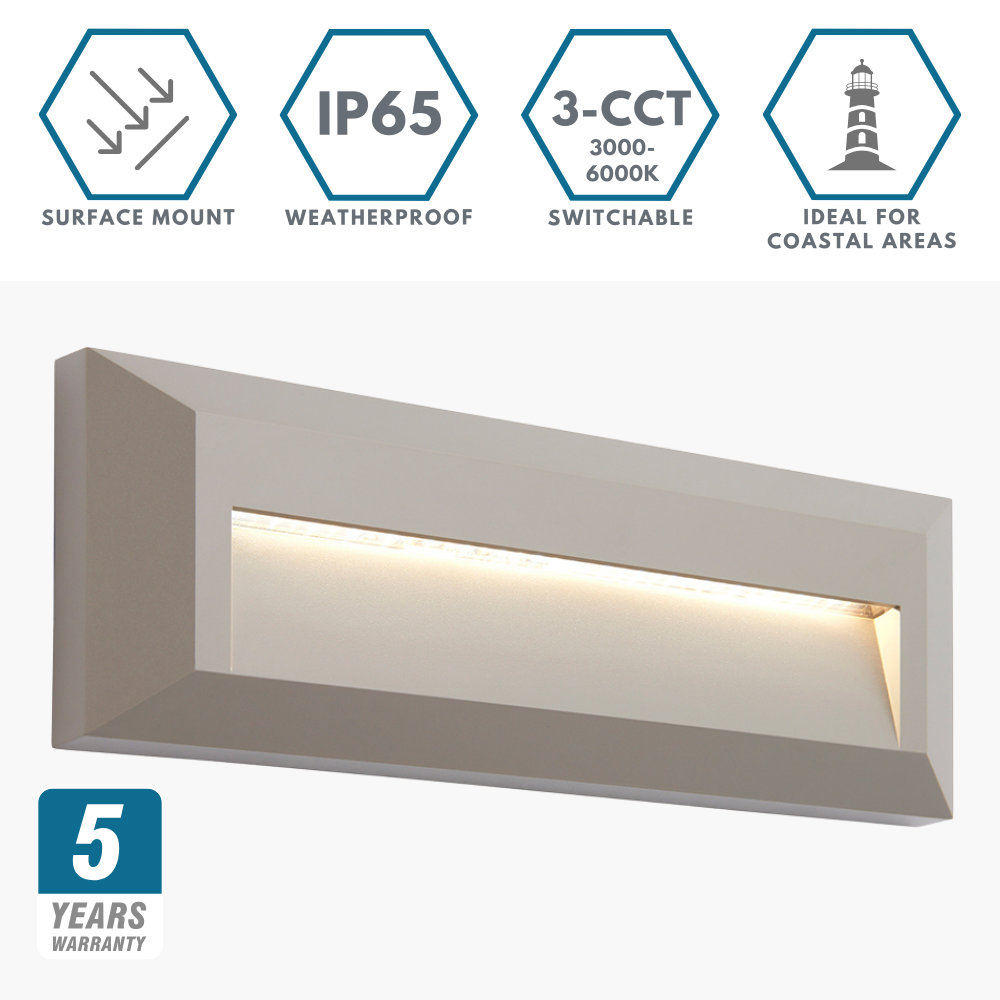 SEVERUS | Outdoor Surface Indirect Wall Brick Light | LED | IP65 | CCT Tri-Colour Switchable | Grey