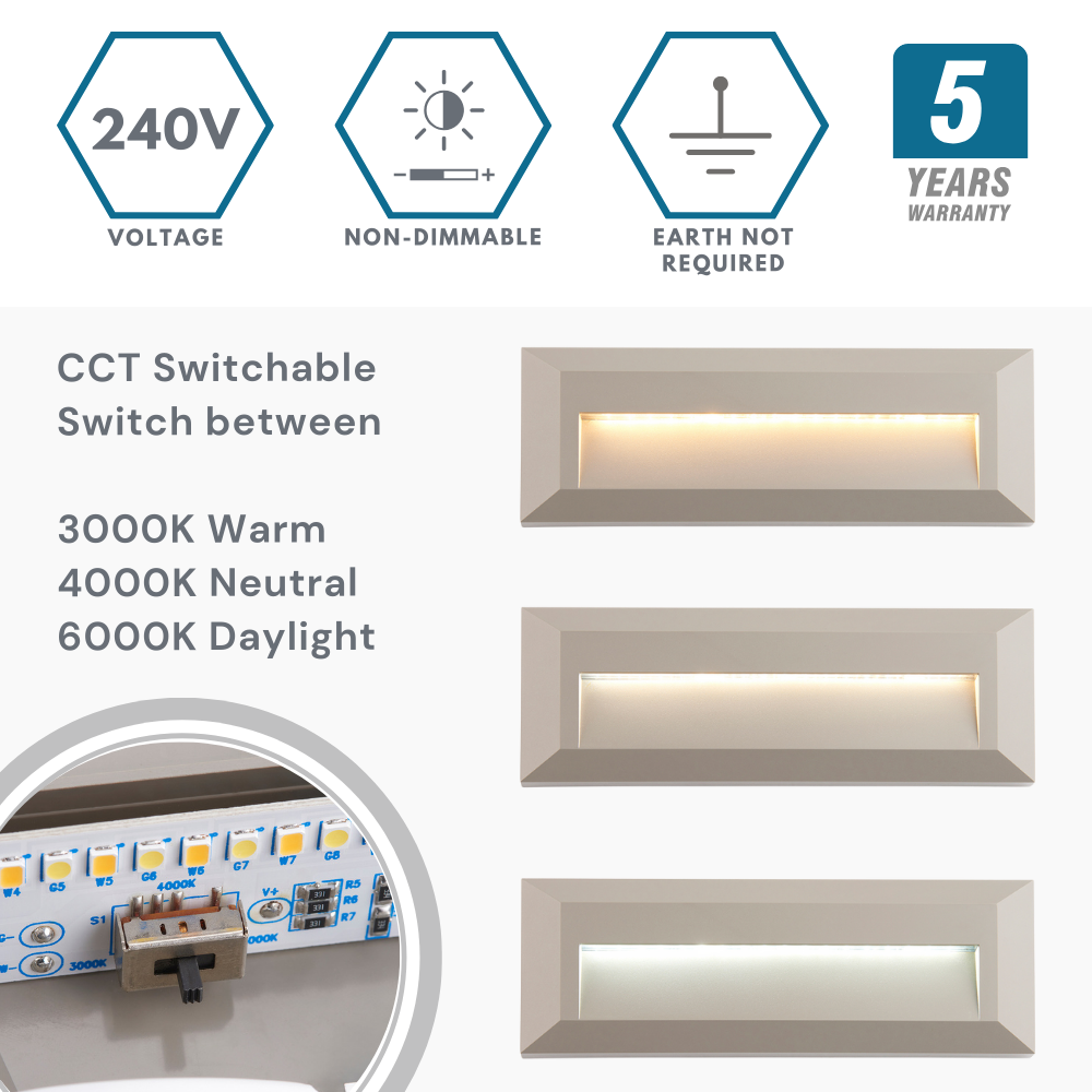 SEVERUS | Outdoor Surface Indirect Wall Brick Light | LED | IP65 | CCT Tri-Colour Switchable | Grey