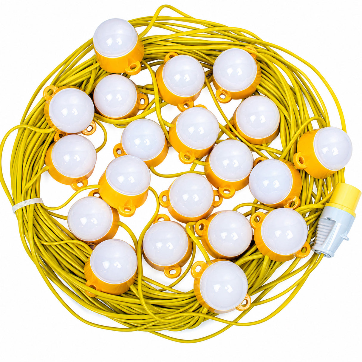 VOLTA 110V LED Festoon String Site Light Kit | IP44 | 100W 9300lm | 6500K Daylight White | 50m 20 Heads