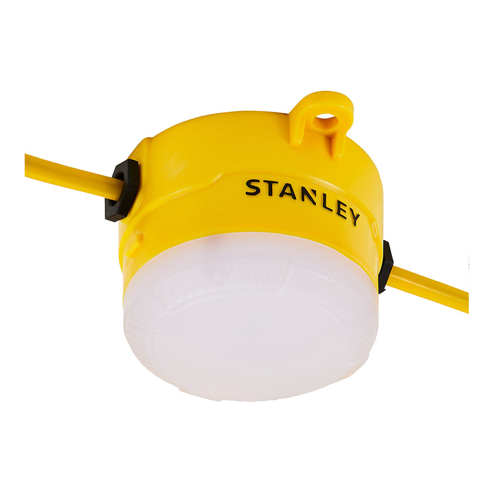 110V 22m LED Festoon Work Light String | 6400lm 6500K | Durable Outdoor Lighting for Construction Sites | Yellow