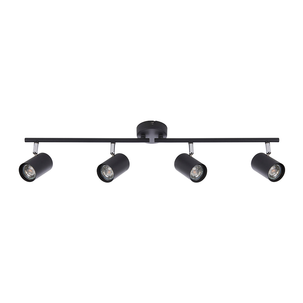 AREZZO | 4 Bar Semi Flush Ceiling Spotlight Fitting | GU10 | IP20 | Matt Black with Chrome