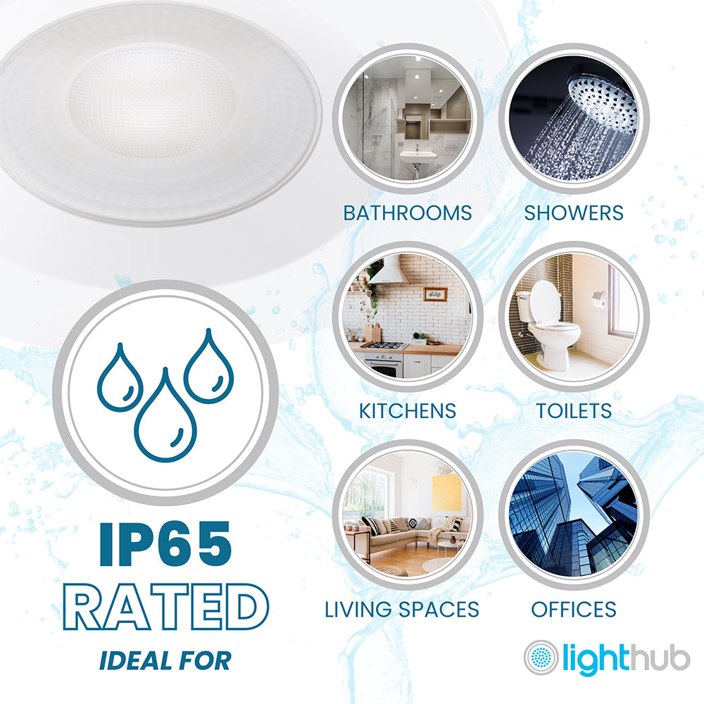 STRATA ONE | Tri-Colour CCT | LED Fire Rated Downlight | Dimmable 6W 600lm | IP65 | White