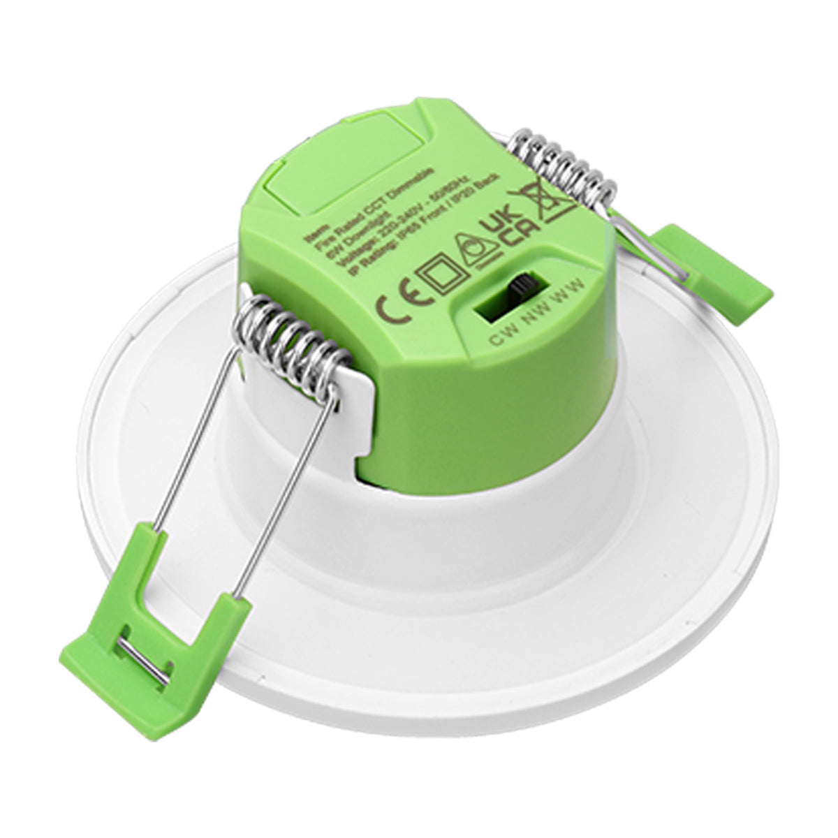 STRATA 5 | Tri-Colour CCT | LED Fire Rated Downlight | Dimmable 6W 655lm | IP65 | White