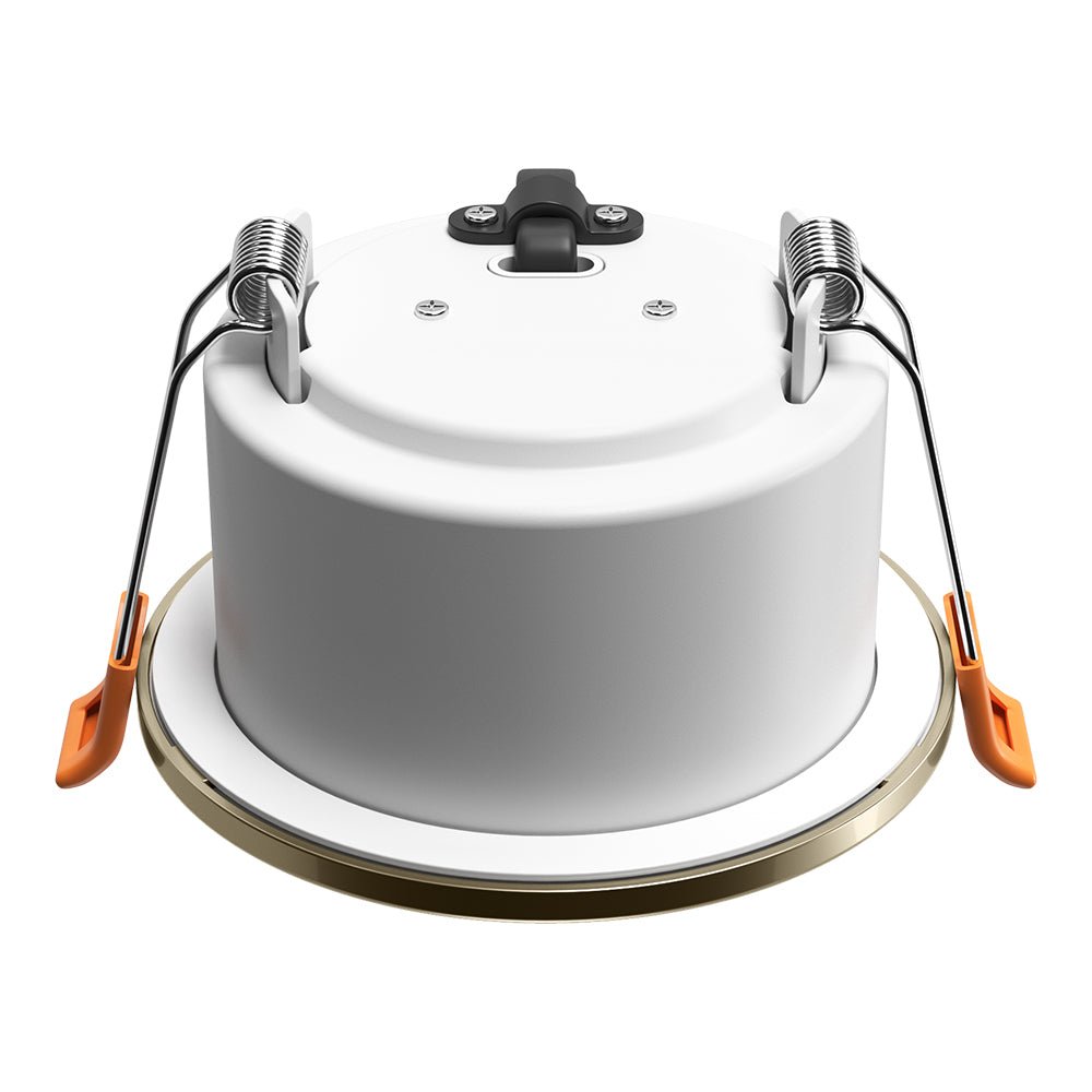 STRATA 5 | Tri - Colour CCT | LED Fire Rated Downlight | Dimmable 5W 600lm | IP65 | Antique Brass - LightHub Direct