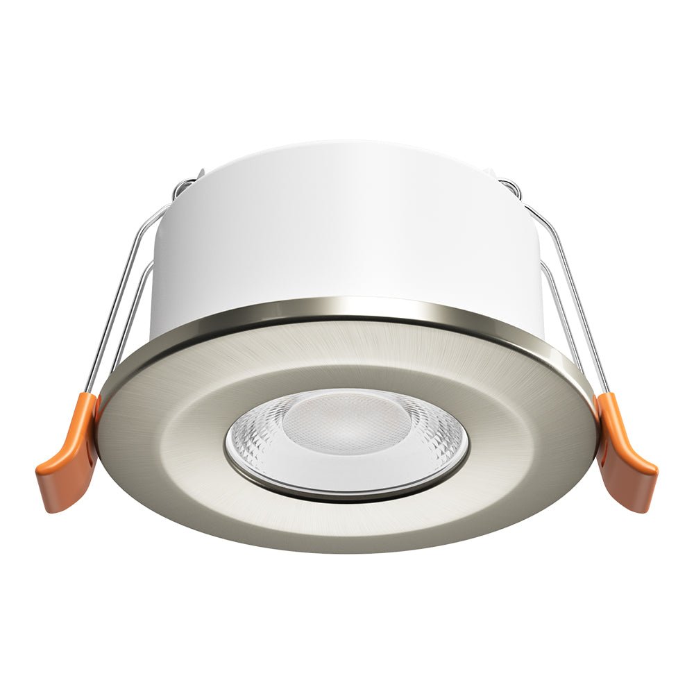 STRATA 5 | Tri - Colour CCT | LED Fire Rated Downlight | Dimmable 5W 600lm | IP65 | Brushed Chrome - LightHub Direct