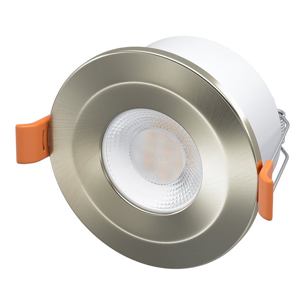 STRATA 5 | Tri - Colour CCT | LED Fire Rated Downlight | Dimmable 5W 600lm | IP65 | Brushed Chrome - LightHub Direct