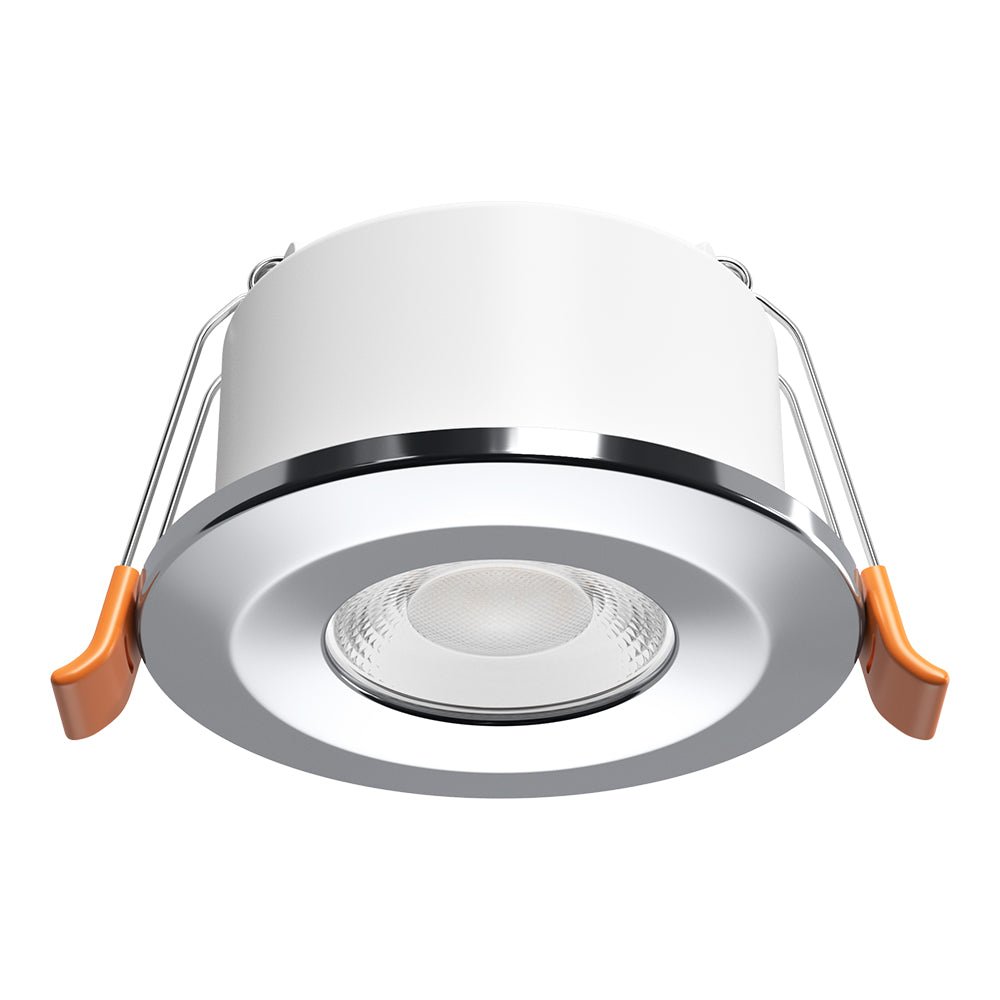 STRATA 5 | Tri - Colour CCT | LED Fire Rated Downlight | Dimmable 5W 600lm | IP65 | Polished Chrome - LightHub Direct