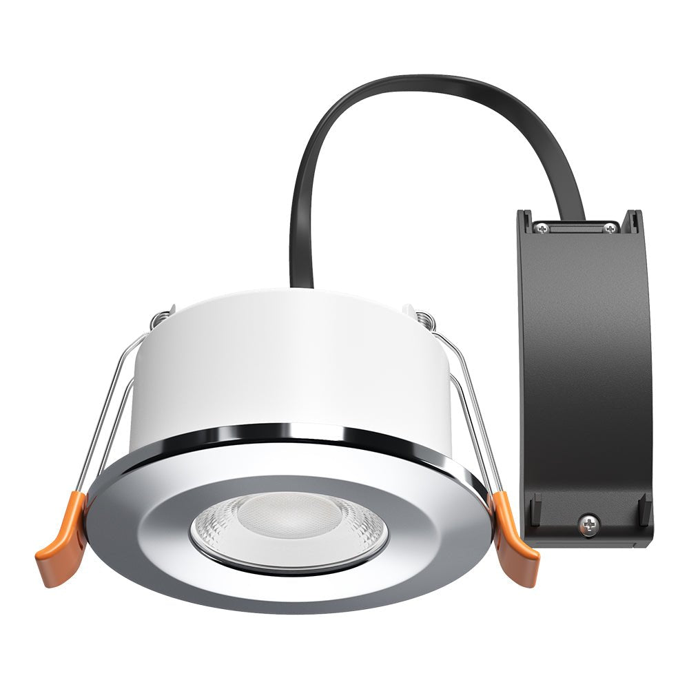 STRATA 5 | Tri - Colour CCT | LED Fire Rated Downlight | Dimmable 5W 600lm | IP65 | Polished Chrome - LightHub Direct