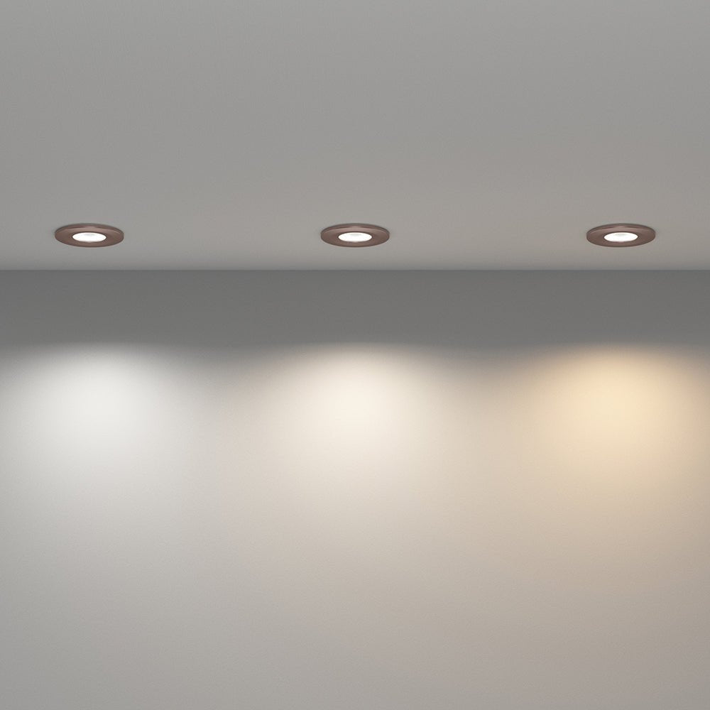 STRATA 5 | Tri - Colour CCT | LED Fire Rated Downlight | Dimmable 5W 600lm | IP65 | Copper - LightHub Direct