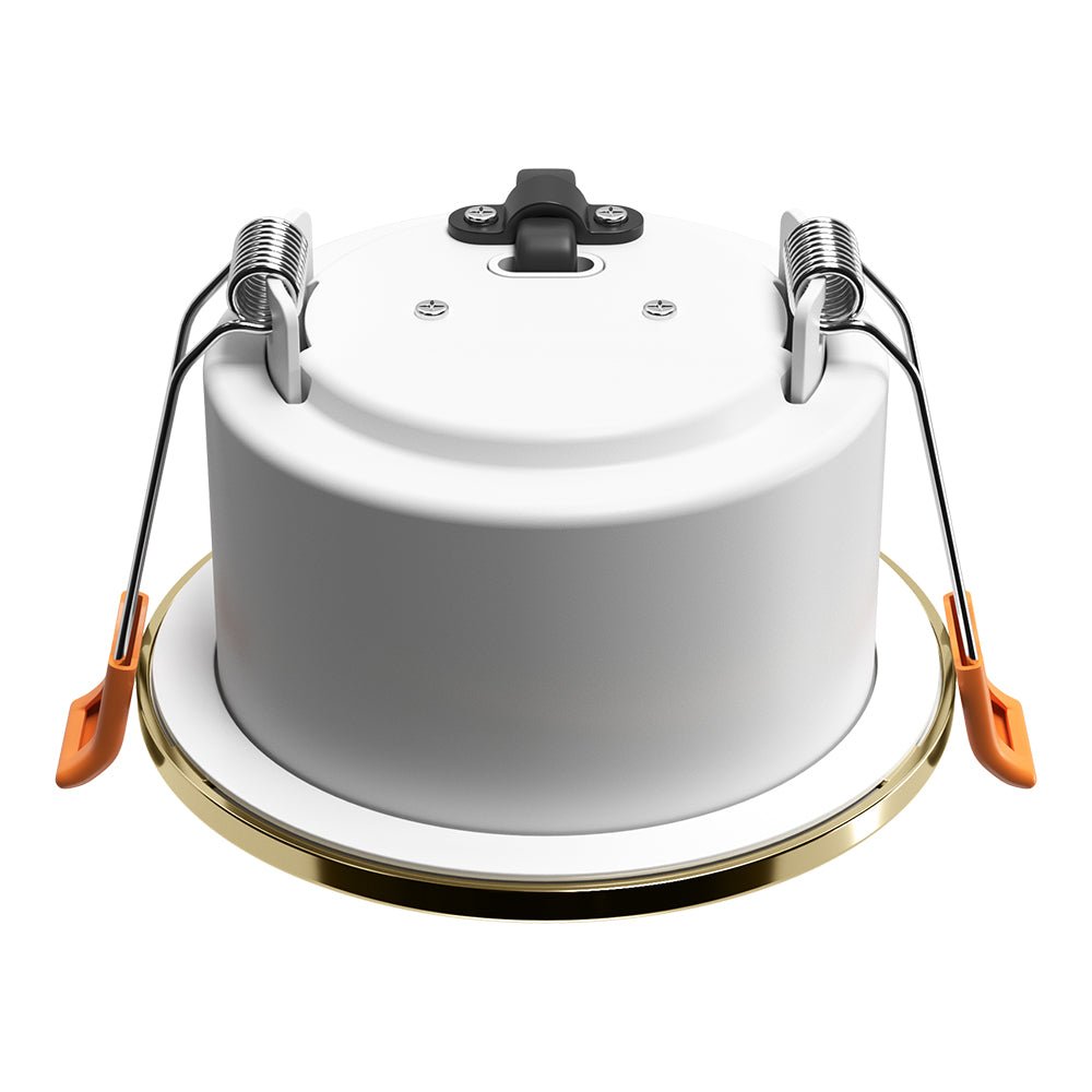 STRATA 5 | Tri - Colour CCT | LED Fire Rated Downlight | Dimmable 5W 600lm | IP65 | Brass - LightHub Direct