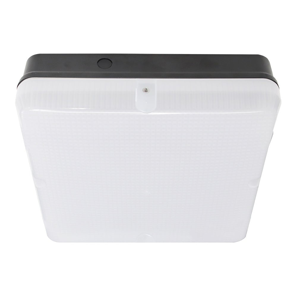 STRATFORD Slim Bulkhead Light | LED Multi Wattage 1900lm | Tri - Colour CCT | IP65 | Black | 3hr Emergency Function | Microwave Motion Sensor - LightHub Direct