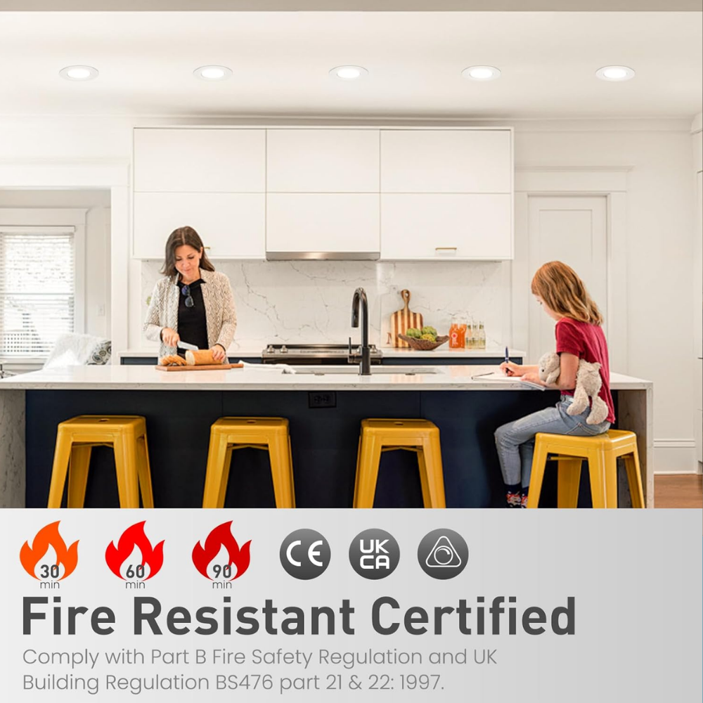 STRATA 5 | Tri-Colour CCT | LED Fire Rated Downlight | Dimmable 5W 600lm | IP65 | White