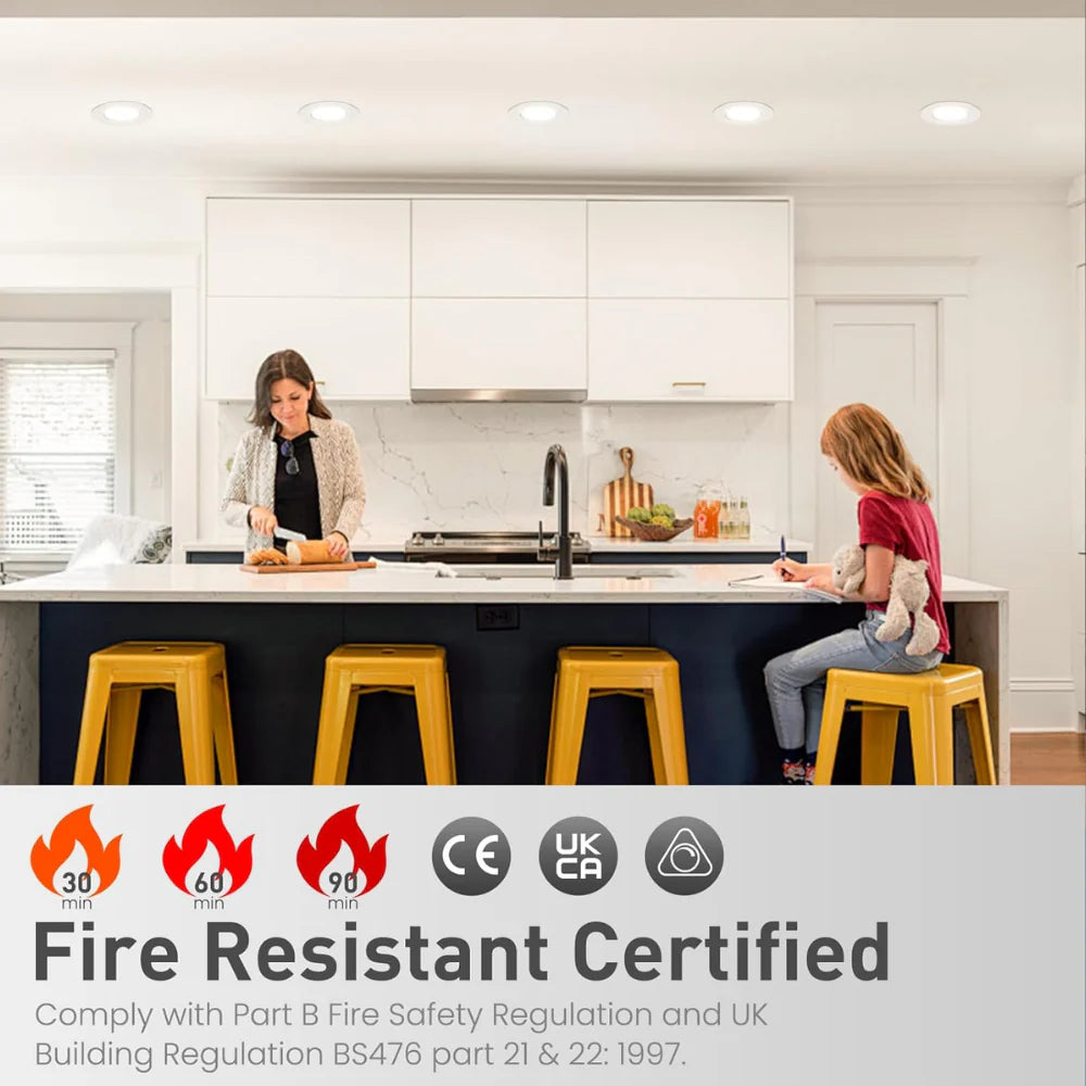 Smart WiFi RGB+CCT Fire Rated Downlight | Alexa & Google | GU10 IP65 | Matt White