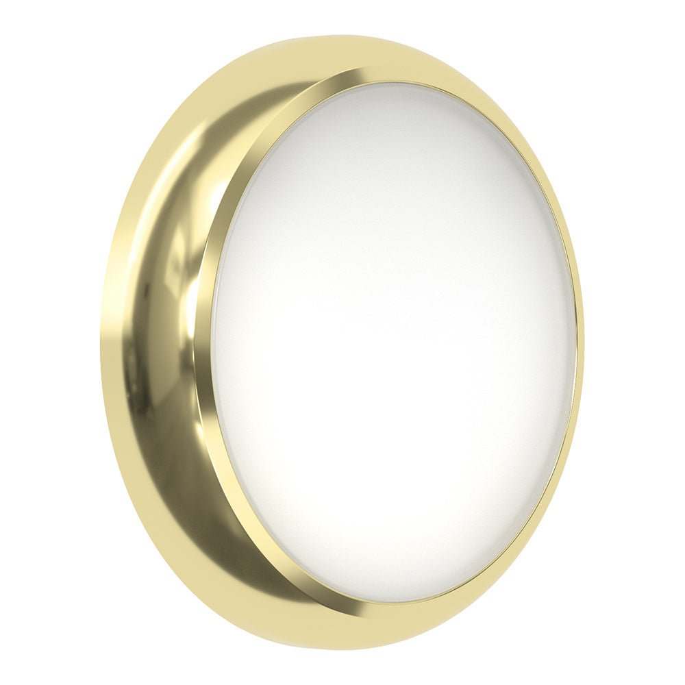 EUSTON TRINITY Slim Bulkhead Light | LED Multi Wattage 2160lm | Tri - Colour CCT | IP65 | Brass | Standard - LightHub Direct