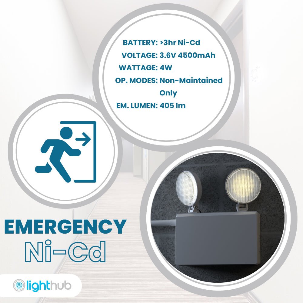 TWIN SPOT Wall Light | LED 4W 405LM | 4000K Cool White | IP20 | Non - Maintained | 3hr Emergency Function - LightHub Direct