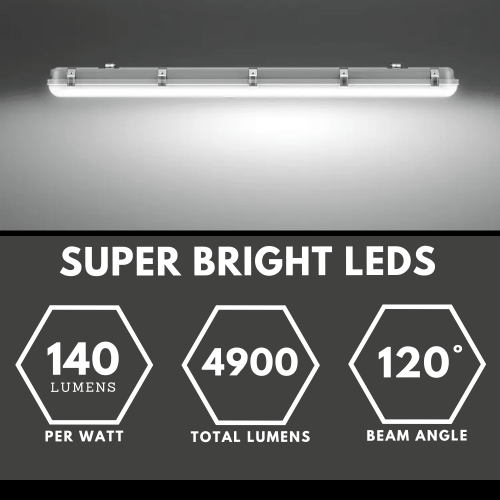 6 Trade Pack | TORO Non - Corrosive LED Batten Light | 5ft 3360lm | CCT Tri - Colour & Multi Wattage | IP65 | Standard - LightHub Direct