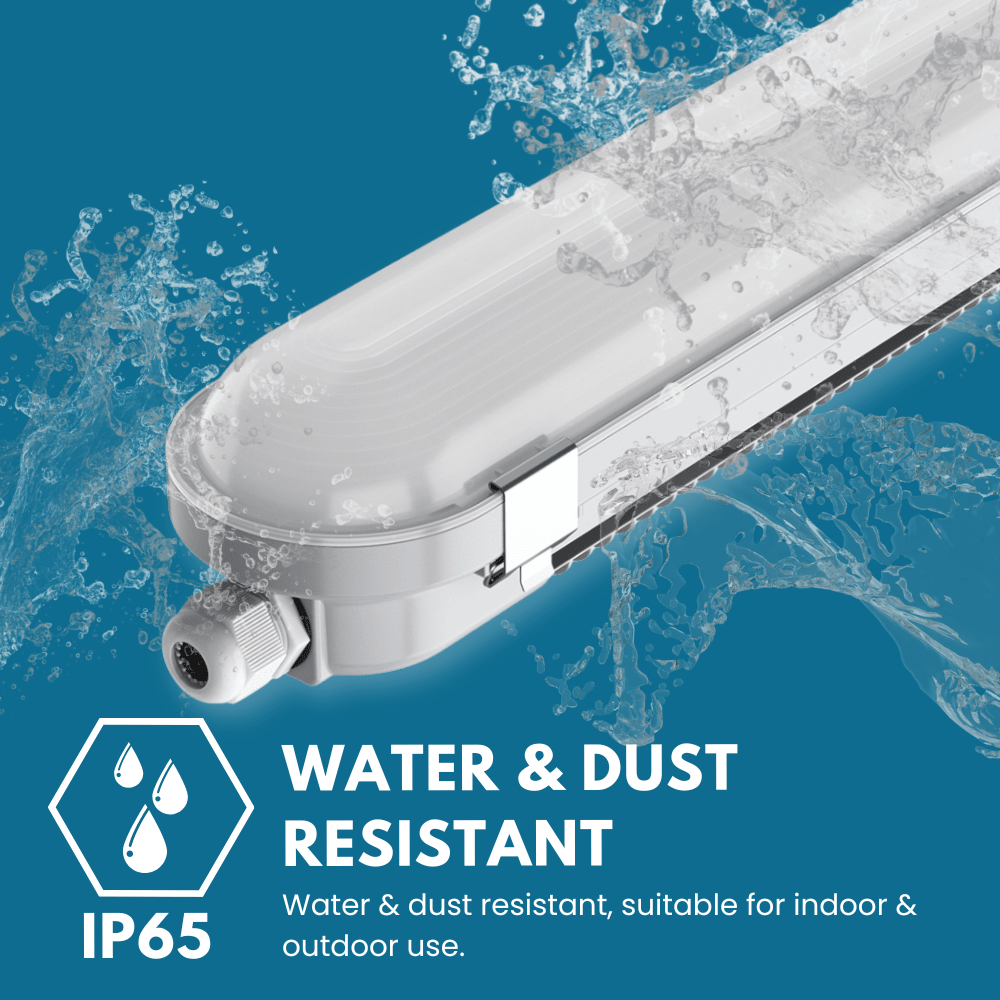 BANKSIDE Non - Corrosive LED Batten Light | 4ft Single 19W 2185lm | 4000K Neutral White | IP65 | Standard - LightHub Direct